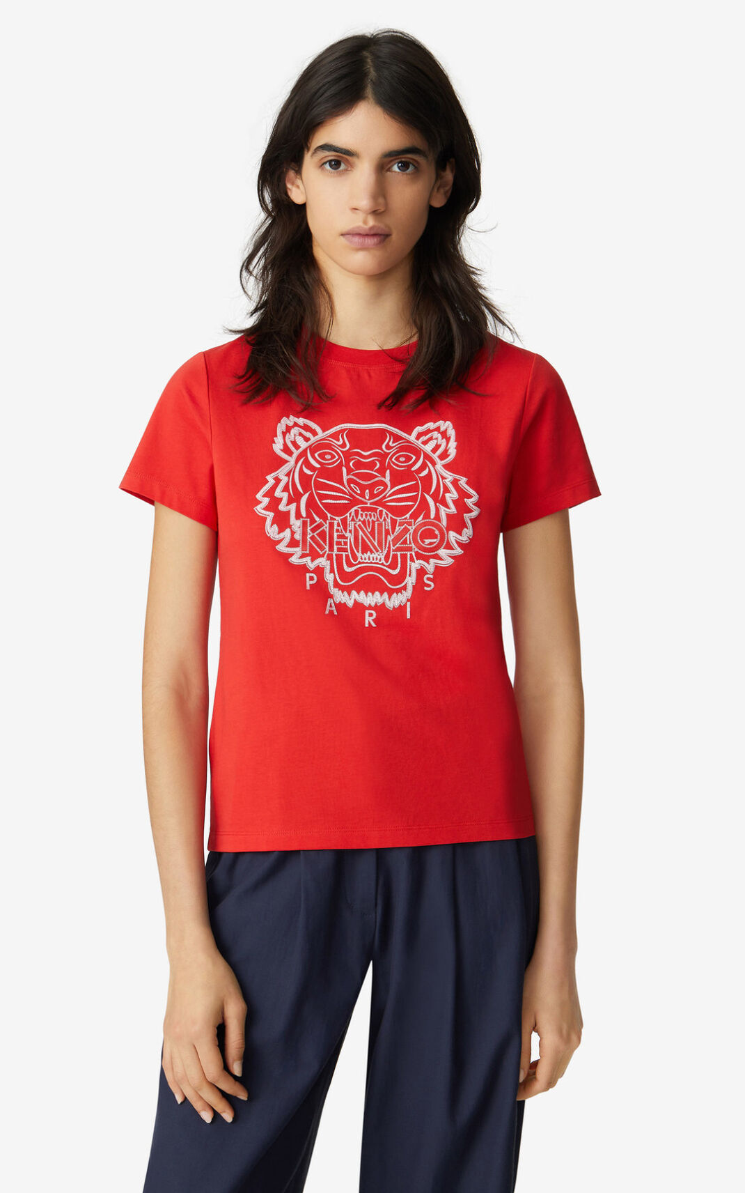 T Shirt Kenzo Tiger Femme Rouge | EMHB-14798